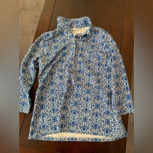 Talbots Blue and White Printed Long-Sleeve Blouse